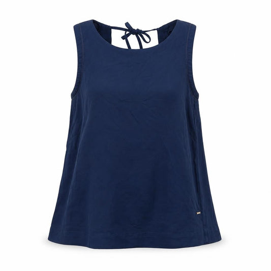 Women's Blue Halter Tank Top, Size L - Casual Polyester