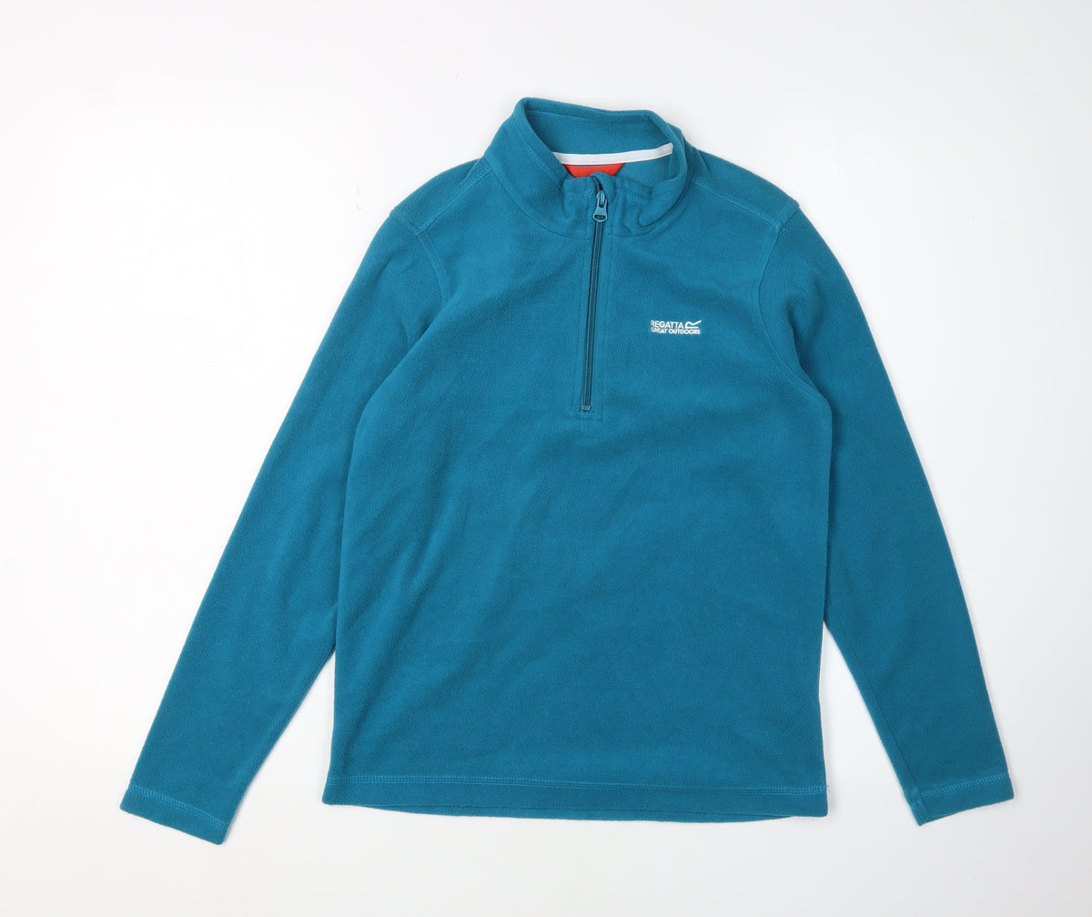 Additional front view of Regatta boys’ blue 1/4 zip fleece sweatshirt 13 years