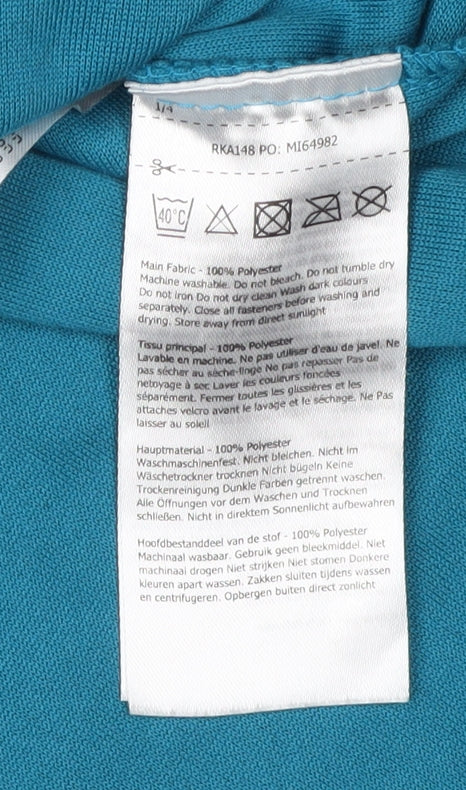 Brand and care label for Regatta boys’ blue 1/4 zip fleece sweatshirt 13 years