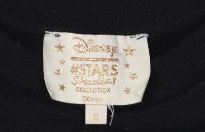 Preloved Disney Women’s Black Embroidered Pullover Sweatshirt, S - Detail