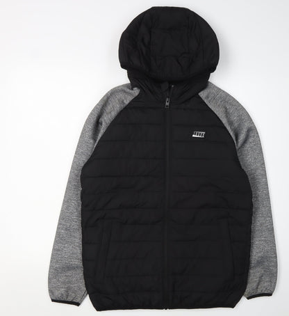 Additional front view of Jack & Jones boys’ black puffer jacket, size 164
