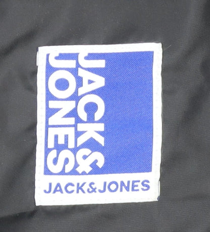 Close-up detail of Jack & Jones boys’ black puffer jacket, size 164