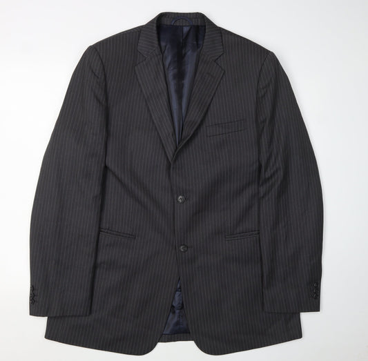 BHS Men's Grey Stripe Blazer 42L, Classic Formal Style
