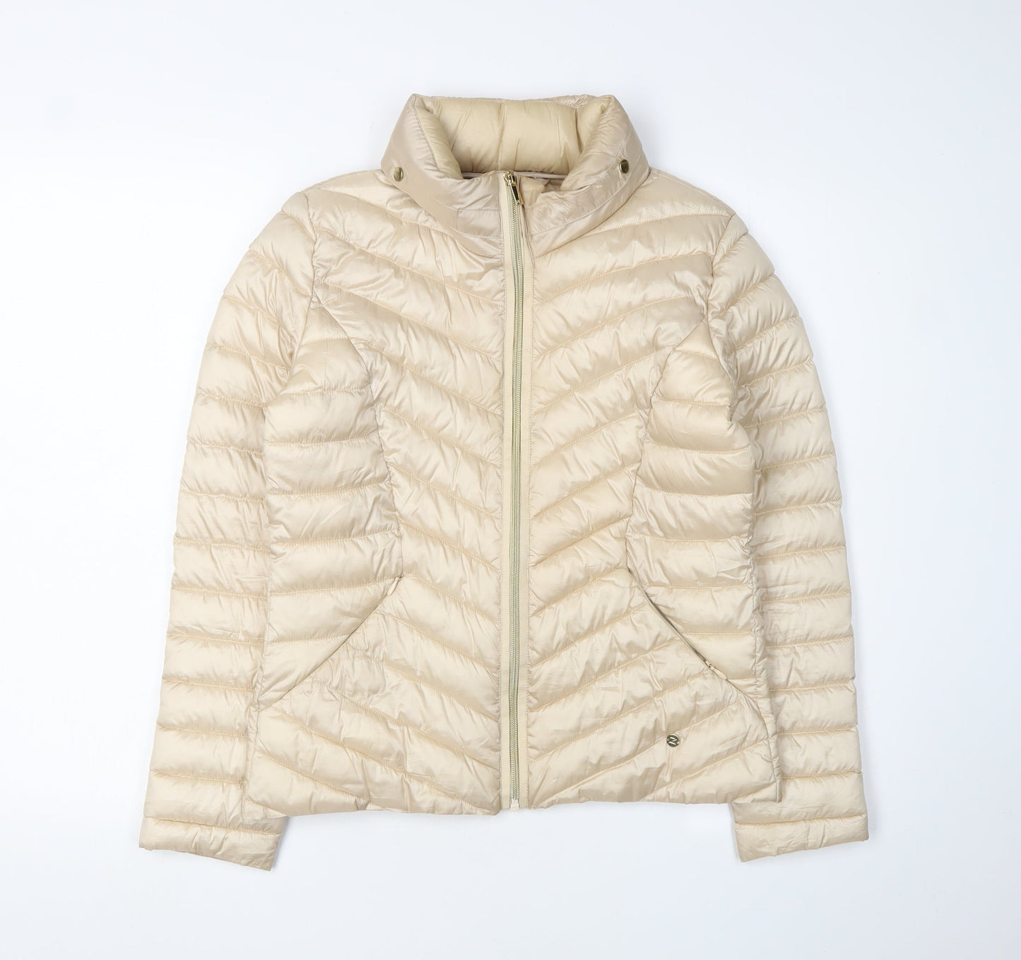 Next Women Beige Puffer Jacket Size 8 Casual Warm