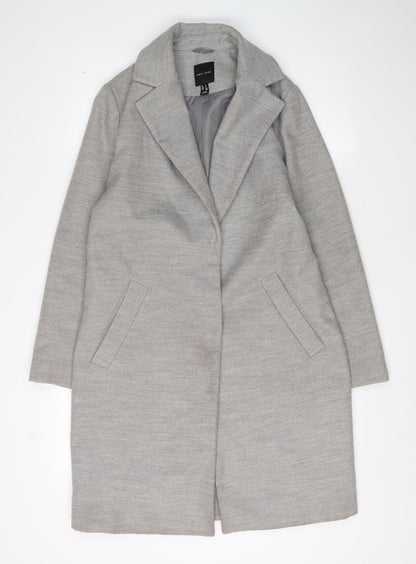 New Look Women's Grey Overcoat, Size 8, Classic Style