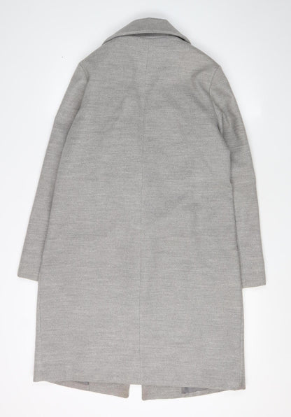 New Look Women's Grey Overcoat, Size 8, Classic Style