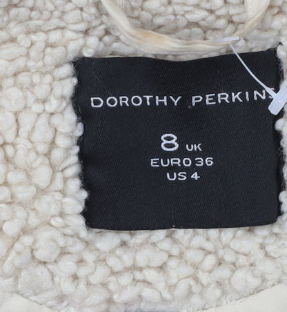 Close-up detail of Dorothy Perkins Women's Beige Mid-Length Coat, size 8