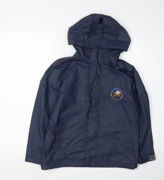 Boys Diggerland Blue Rain Coat, Hooded, 9-10 Years, Lightweight Jacket