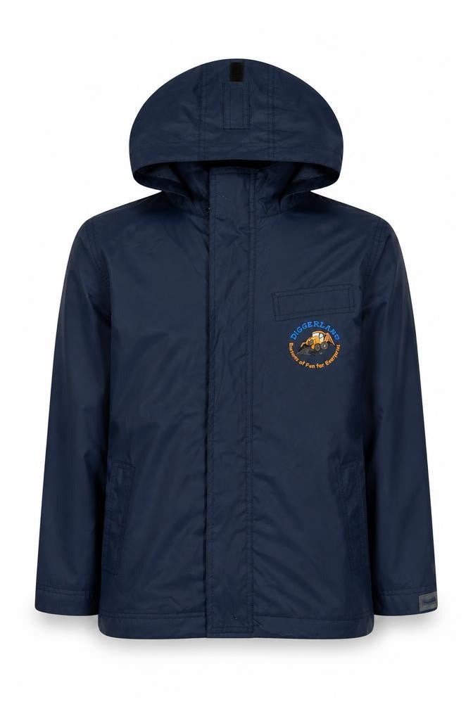 Boys Diggerland Blue Rain Coat, Hooded, 9-10 Years, Lightweight Jacket