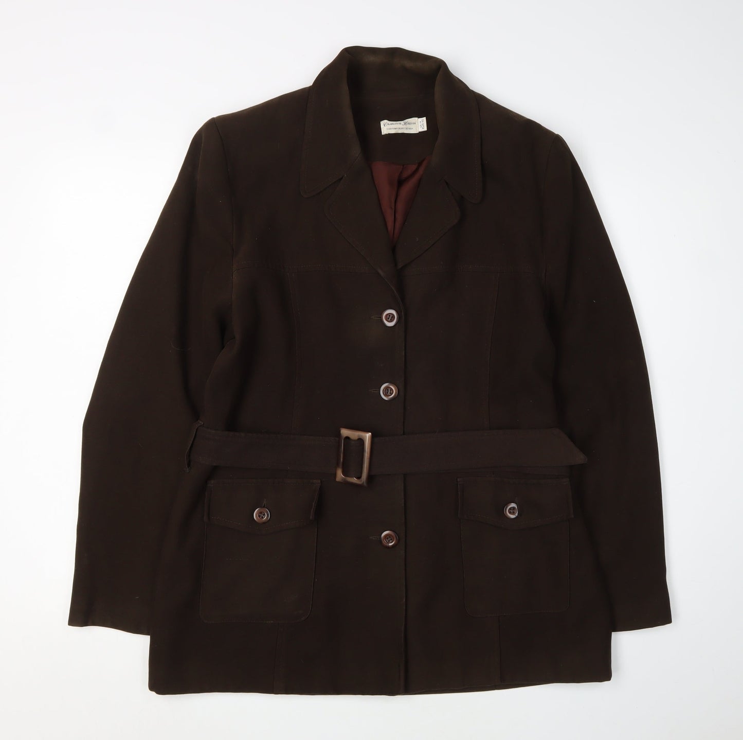 Charlotte Halton Women's Brown Belted Jacket, Size 16
