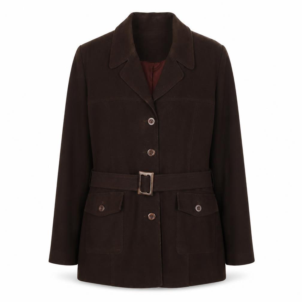 Charlotte Halton Women's Brown Belted Jacket, Size 16