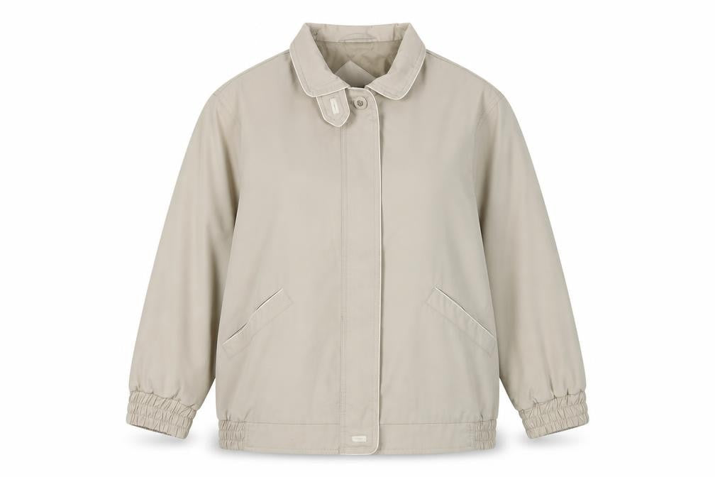 BH Women's Beige Basic Jacket Size 10, Collared Elastic