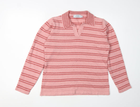 Honor Millburn Women's Pink Collared Pullover Jumper M