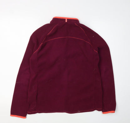 Back view of Decathlon girls’ red fleece jacket mid-length 14 years