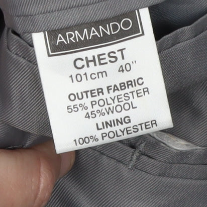 Armando Men's Black Suit Jacket, Notch Lapel, Size 40R