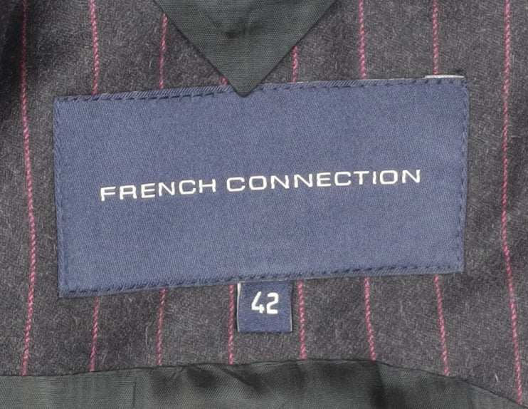 French Connection Men's Black Striped Blazer Size 42