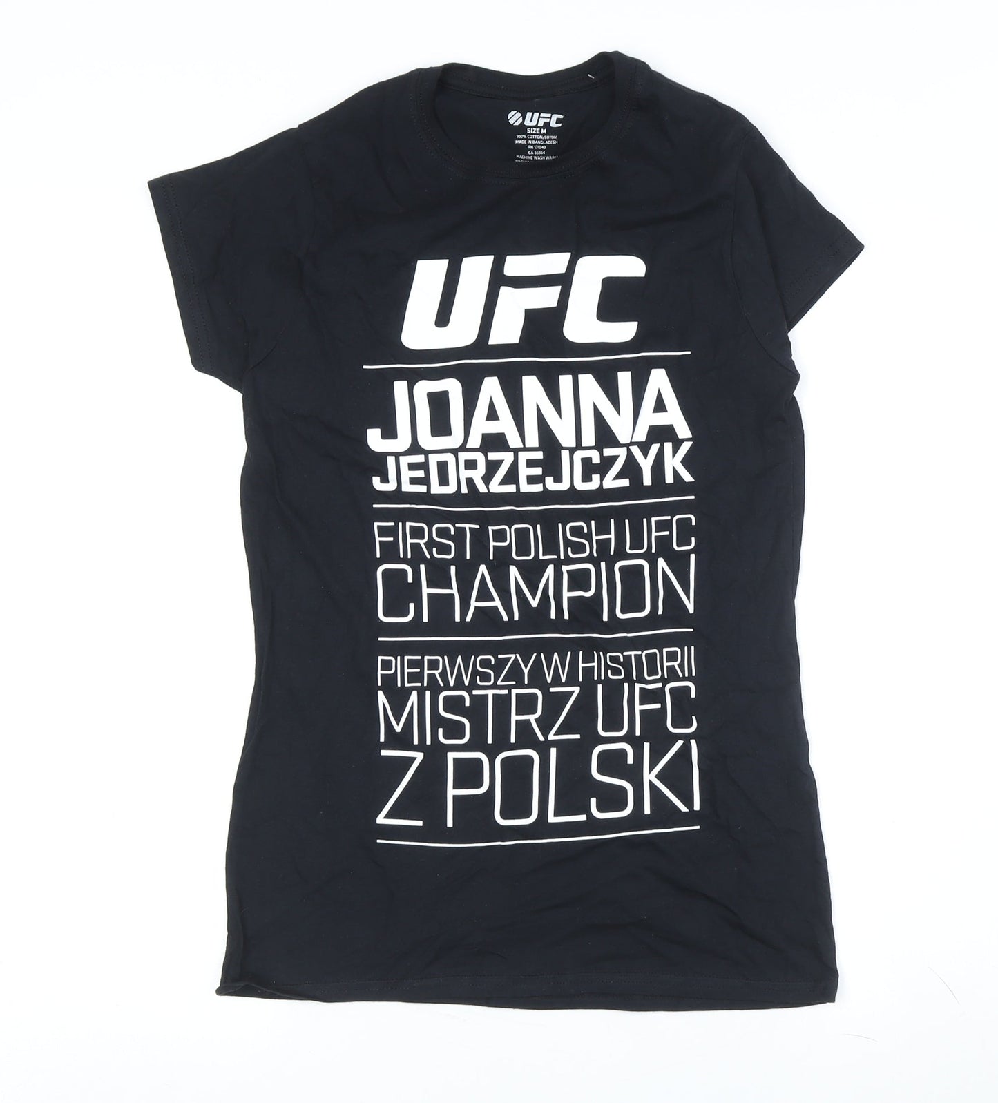 UFC Unisex Black T-Shirt M Sports Casual
