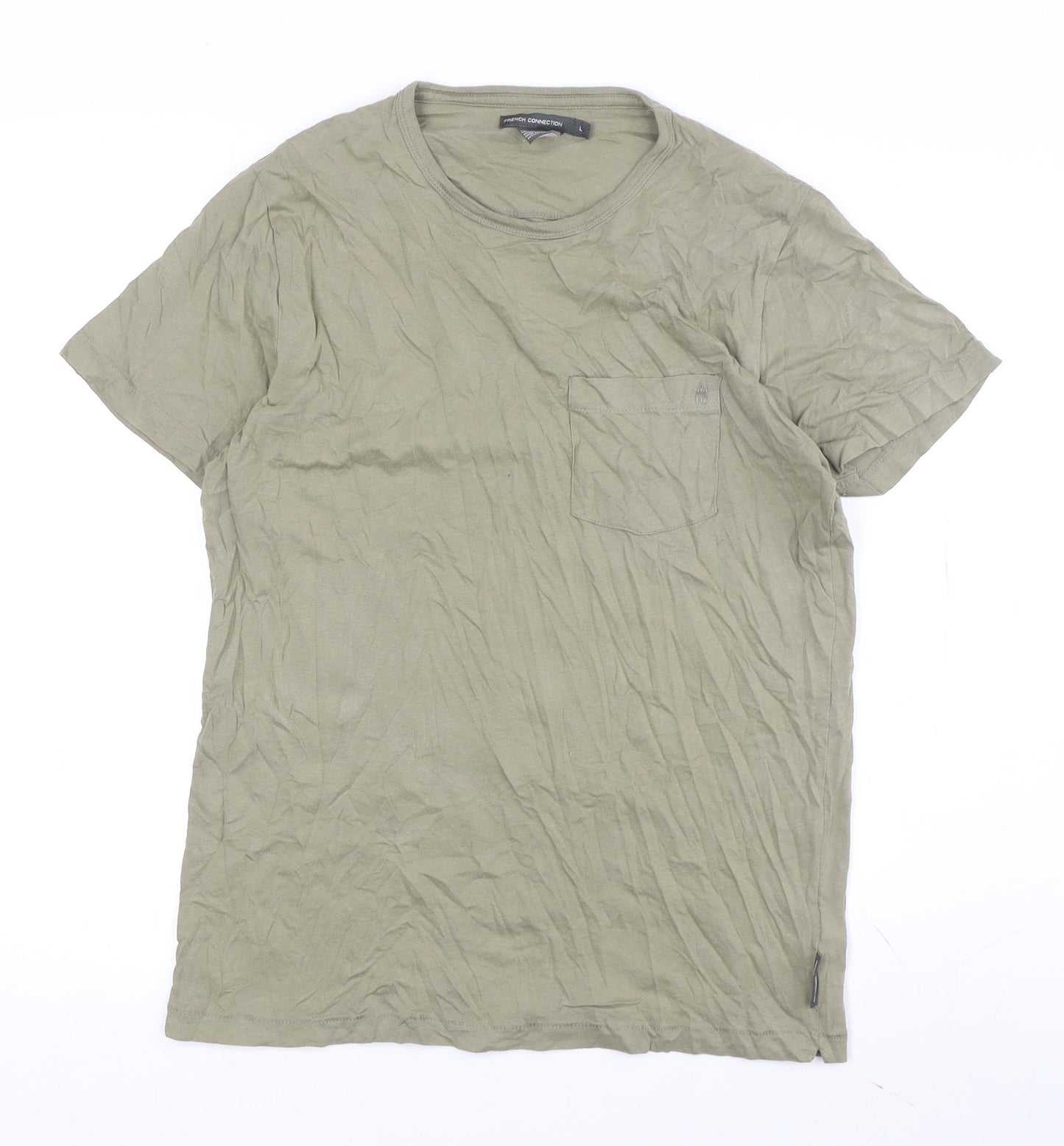French Connection Men's Green Cotton T-Shirt L