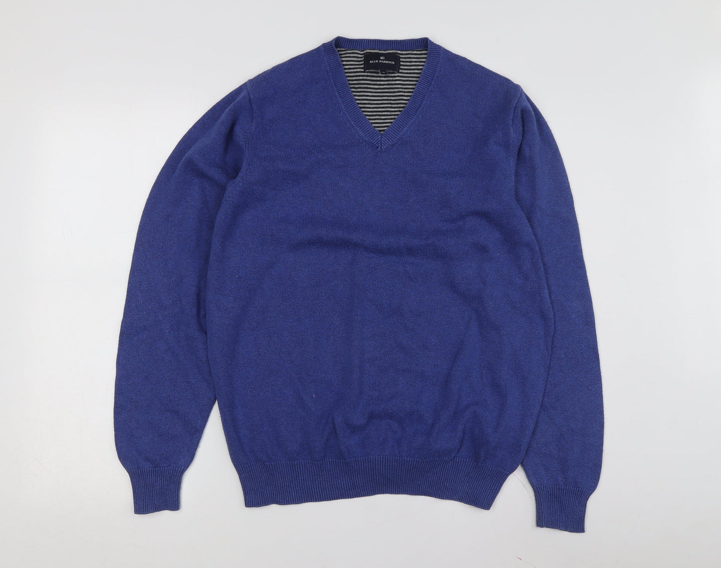 Blue Harbour Unisex Blue V-Neck Cotton Pullover Jumper M