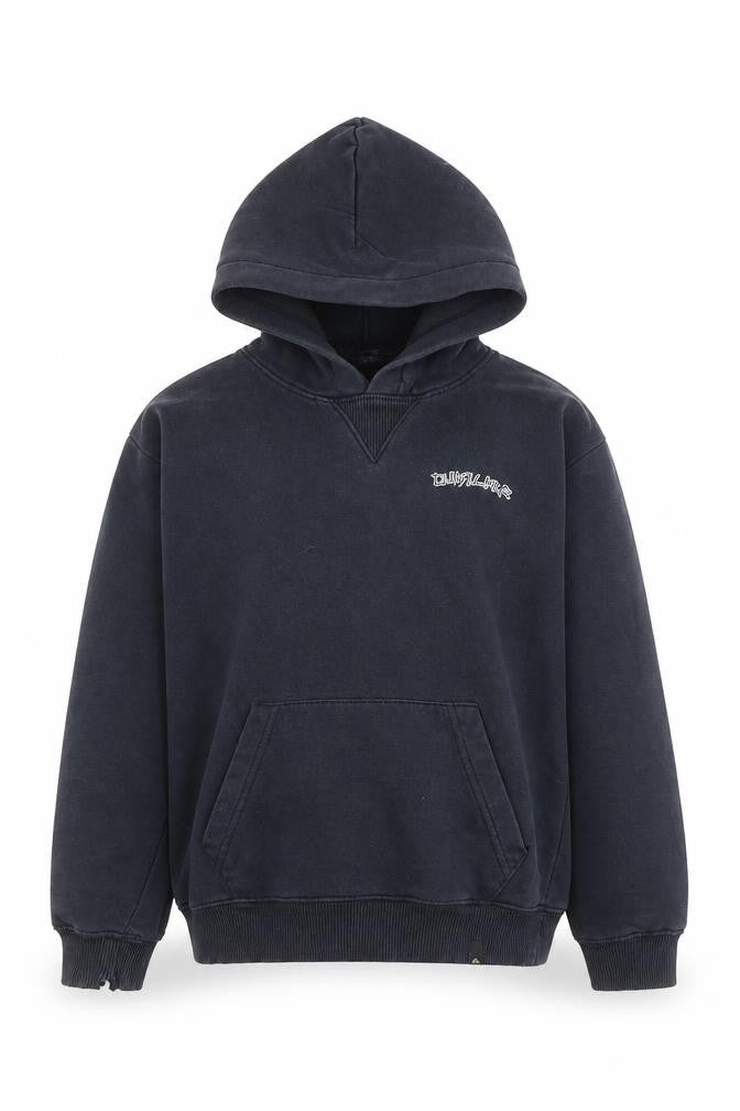 Front view of Quiksilver boys’ black pullover hoodie, size 12