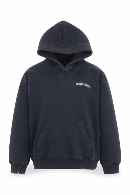 Front view of Quiksilver boys’ black pullover hoodie, size 12
