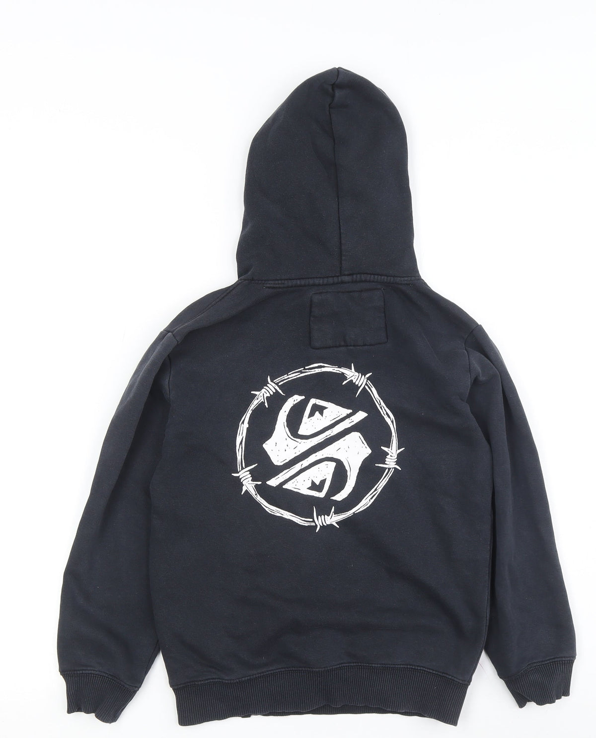 Back view of Quiksilver boys’ black pullover hoodie, size 12
