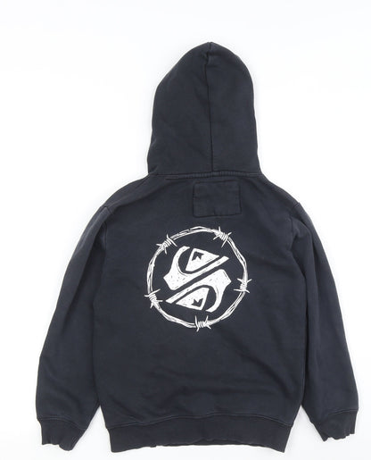 Back view of Quiksilver boys’ black pullover hoodie, size 12