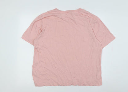 Monki Women Pink Basic T-Shirt with Embroidery
