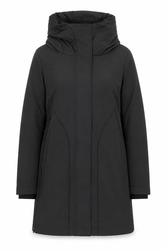 Sandwich Women's Black Long Hooded Coat Size 6