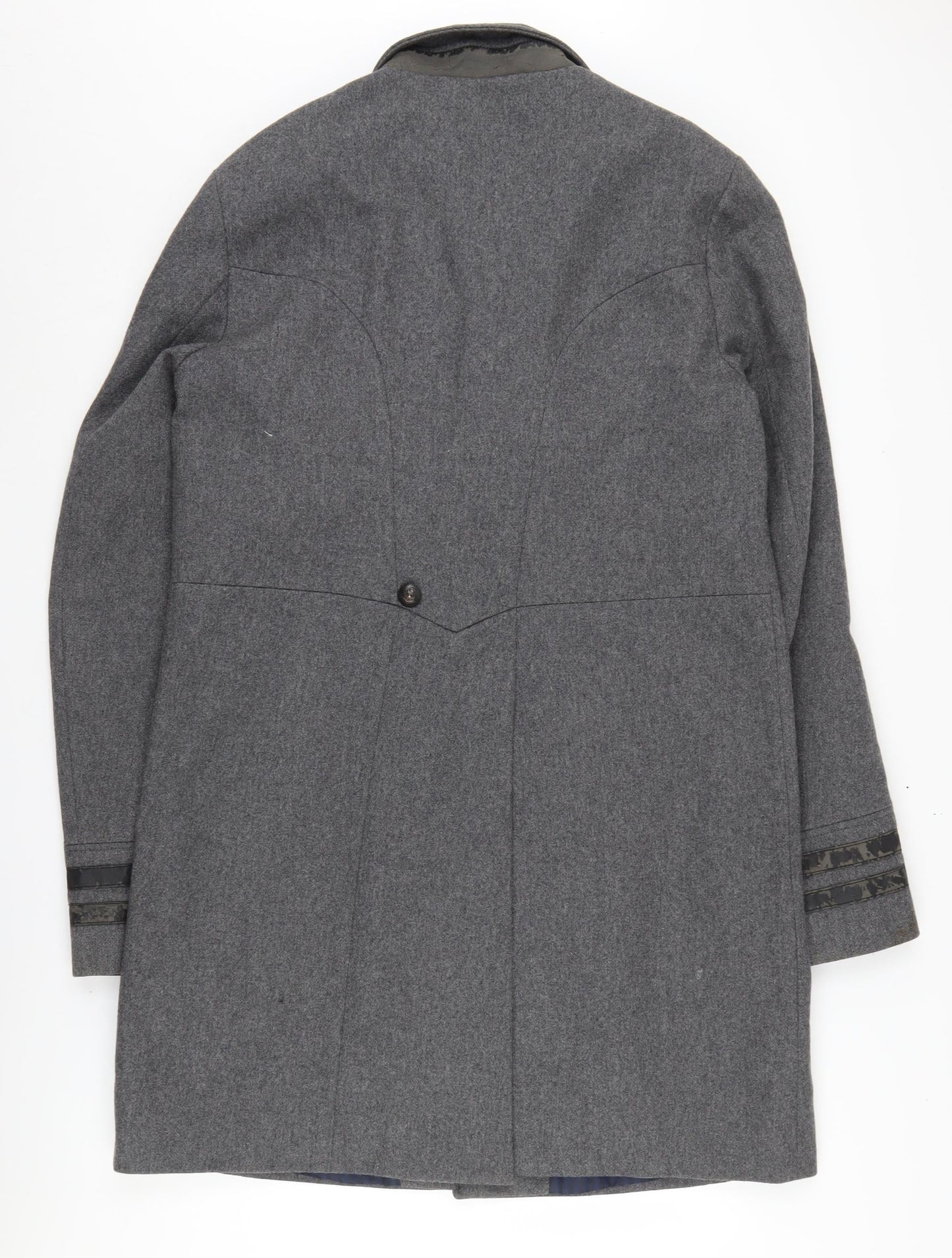 River Island Men’s Grey Pea Coat Large Classic Wool