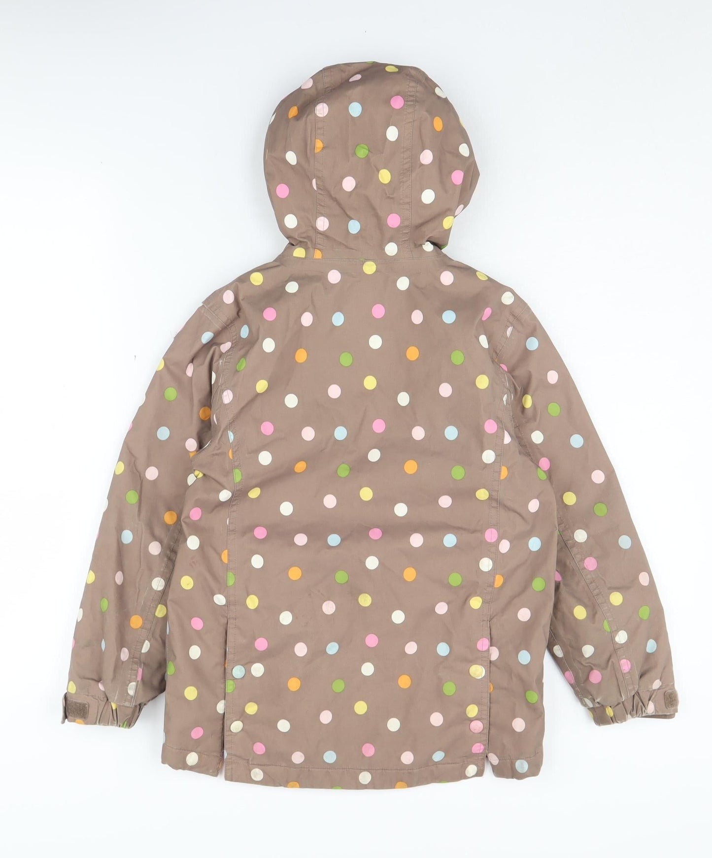 Little Joule Girls Brown Polka Dot Rain Coat, 8 Years