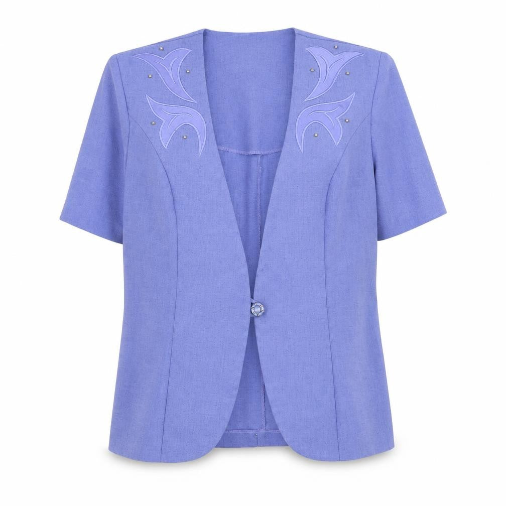 Monti Women Purple Blouse Size 12 Short Sleeve V-Neck
