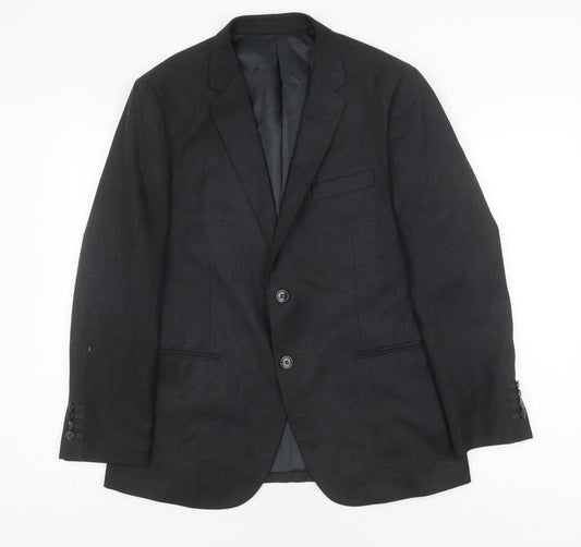 Frencheye Men's Black Blazer, Size 42R, Wool Blend