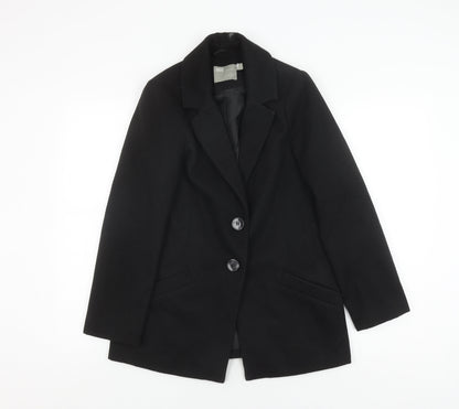 Additional front view of ASOS Women's Black Coat, size 6, - Stylish Winter Essential