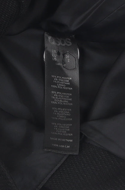 Close-up detail of ASOS Women's Black Coat, size 6, - Stylish Winter Essential