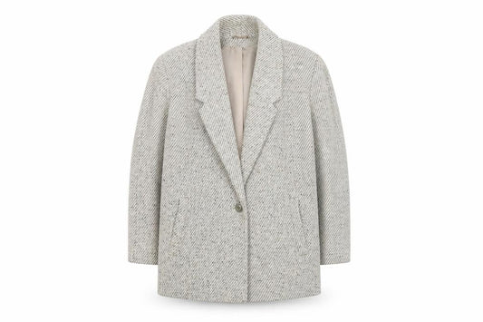 C&A Women's Grey Wool Blend Blazer UK 10 Belted