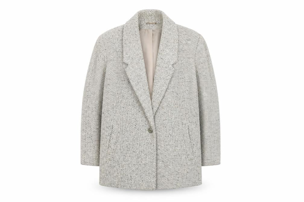 C&A Women's Grey Wool Blend Blazer UK 10 Belted