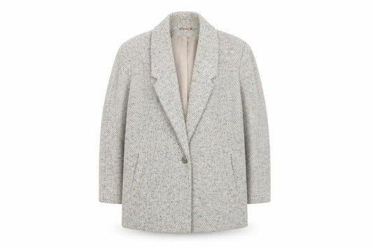 C&A Women's Grey Wool Blend Blazer UK 10 Belted