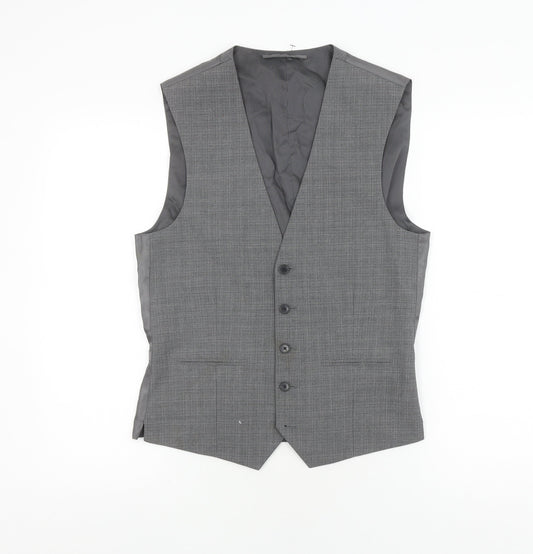 Next Men's Grey Waistcoat, Size 38R, Regular Fit
