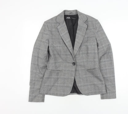 Zara Women's Grey Check Blazer, Size 6, Business Casual
