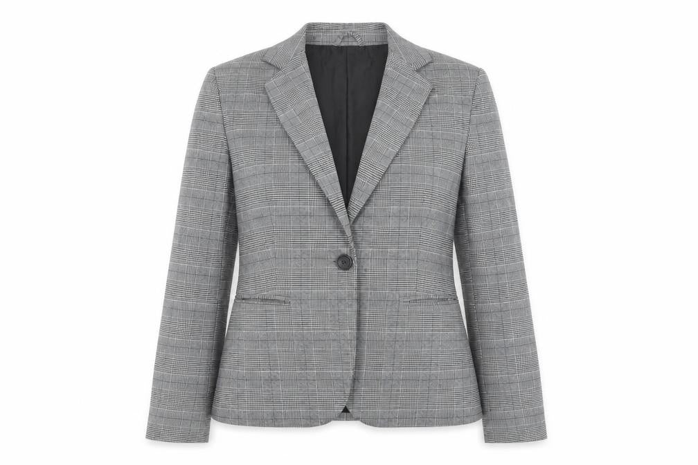 Zara Women's Grey Check Blazer, Size 6, Business Casual