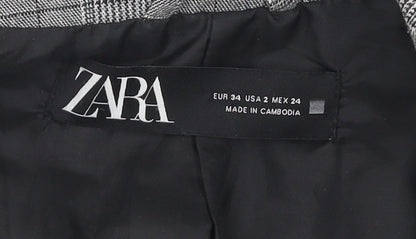 Zara Women's Grey Check Blazer, Size 6, Business Casual