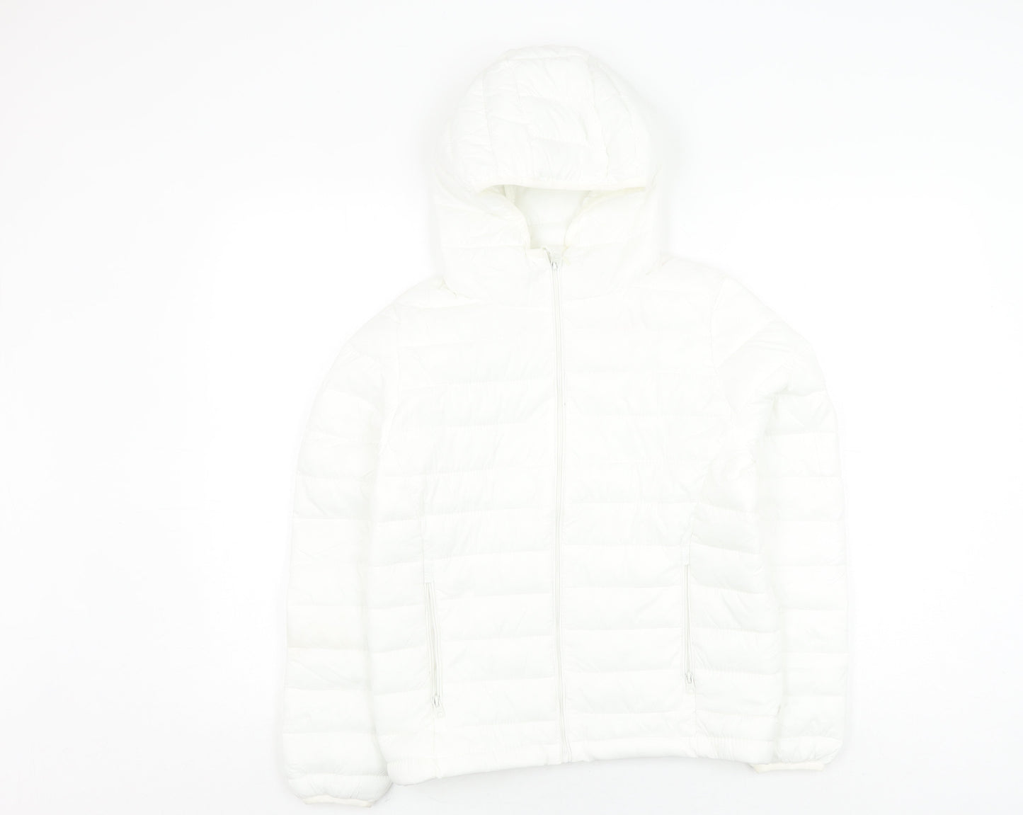 Pull&Bear Unisex Kids White Puffer Jacket S Winter Casual