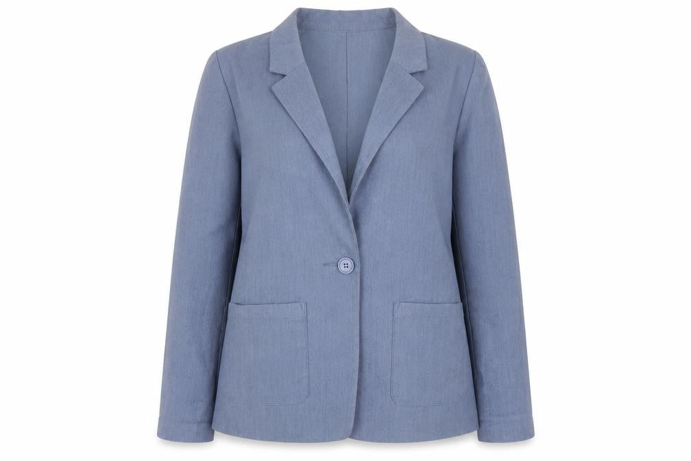 H&M Women's Blue Blazer, Size 12, Regular Fit, One-Button