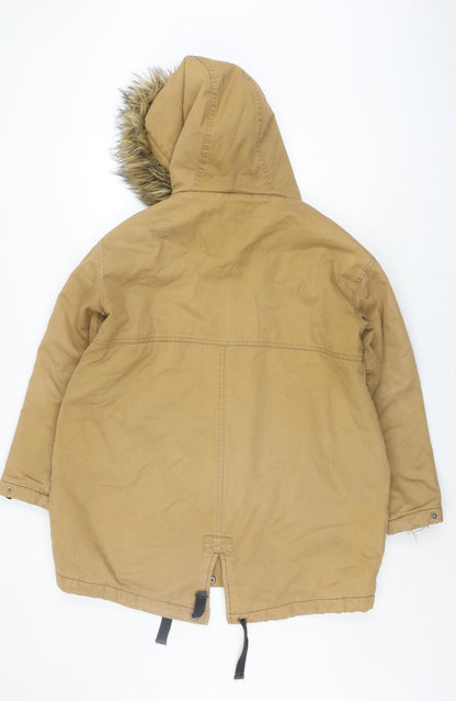 ASOS Womens Beige Parka Jacket with Fur Trim