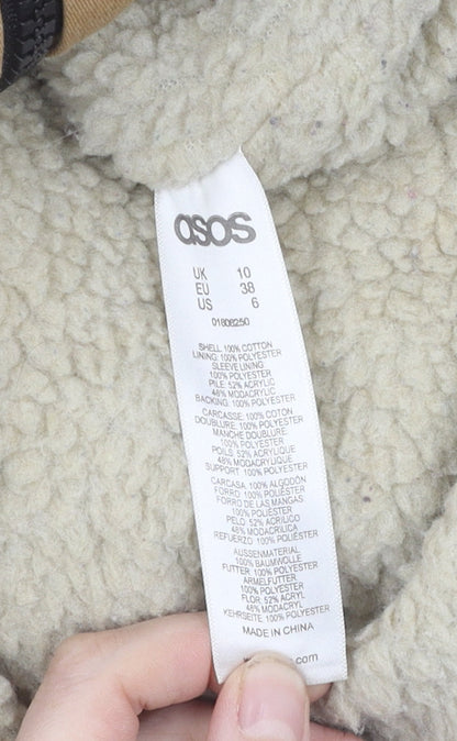 ASOS Womens Beige Parka Jacket with Fur Trim