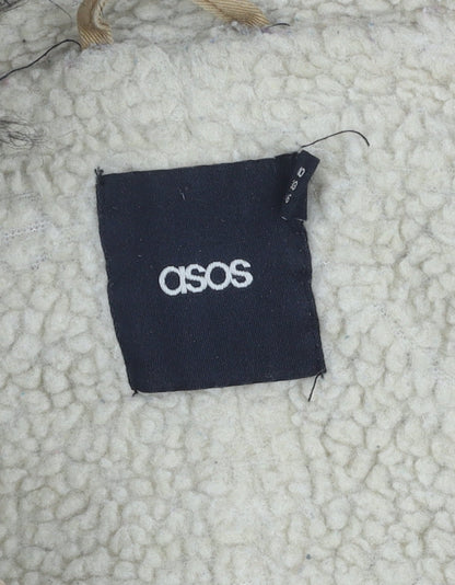 ASOS Womens Beige Parka Jacket with Fur Trim