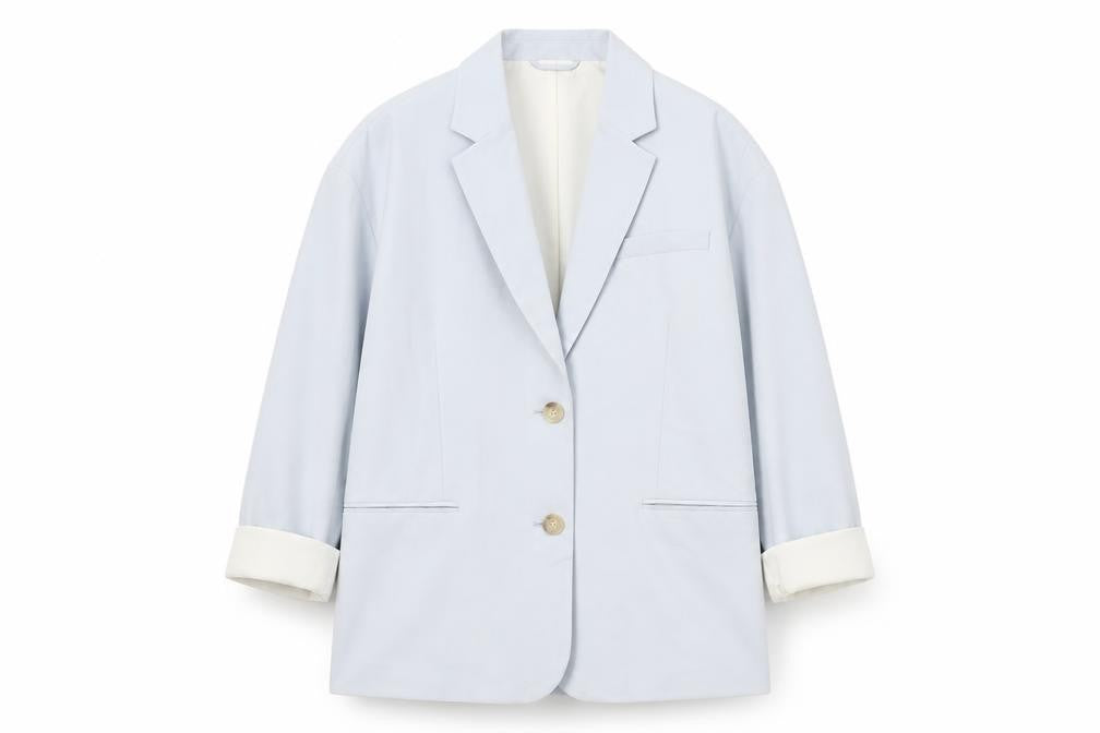 H&M Women's White Blazer S, Single Breasted, Viscose