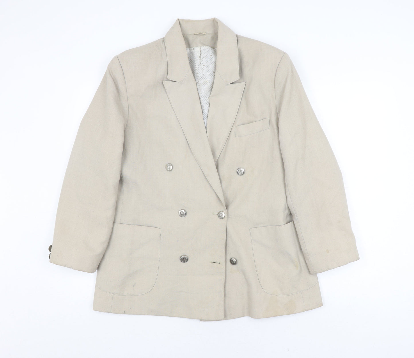 Canda Women's Beige Double-Breasted Suit Jacket Size 14