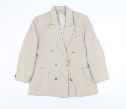 Additional front view of Canda Women's Beige Double-Breasted Suit Jacket, size 14